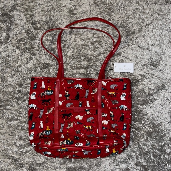 Vera Bradley Bags Vera Bradley Holiday Cats Small Trimmed Vera Bag
